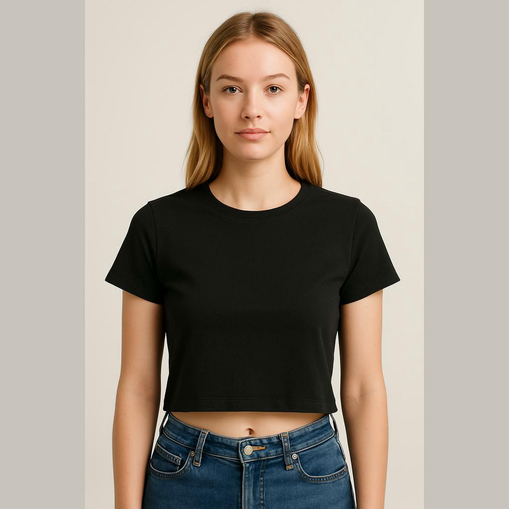 Forever 21 Crop Top - Women's M - Black Baby Tee Knit